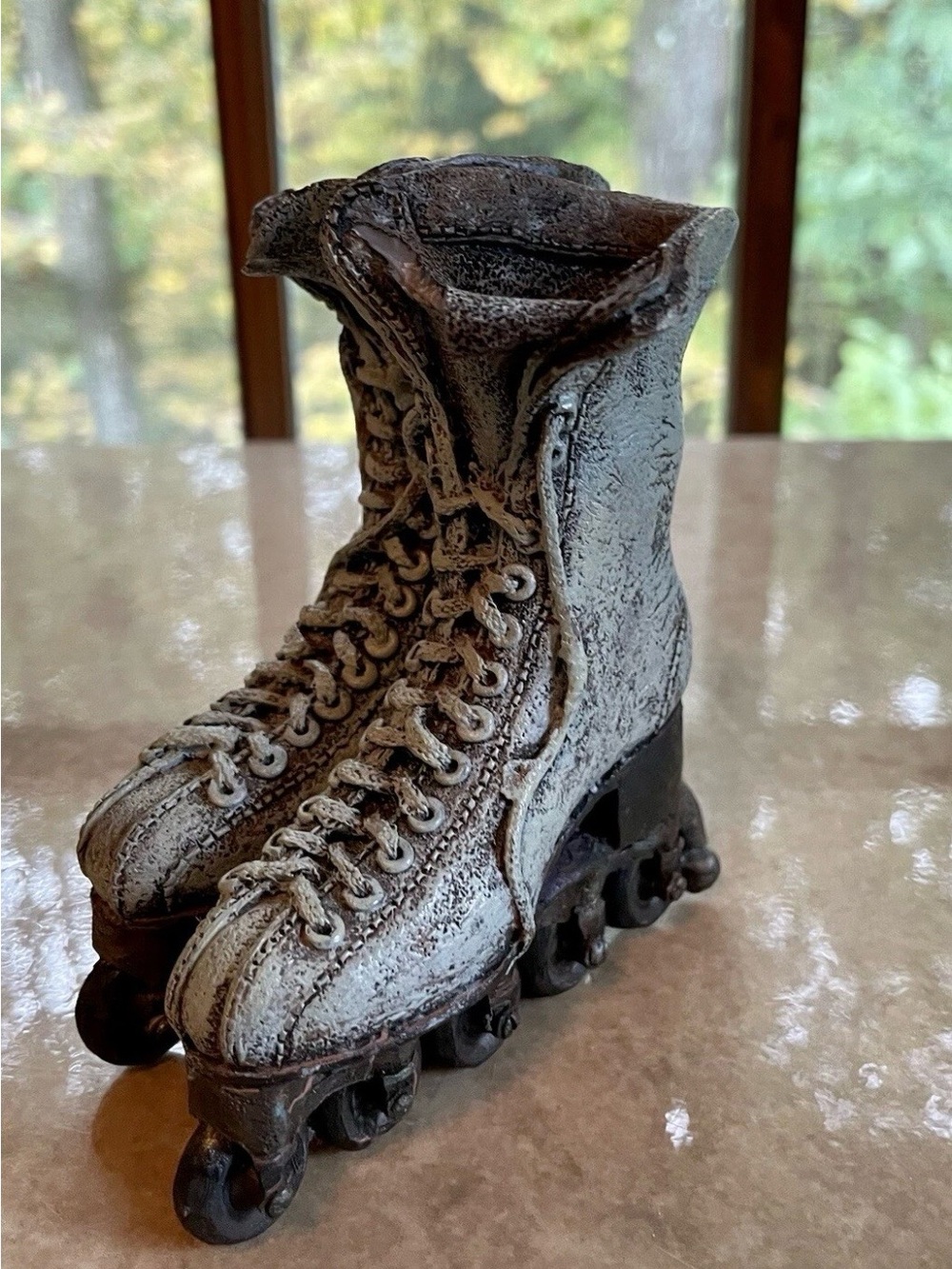 Vintage-Style White Roller Skate Decorative Accent